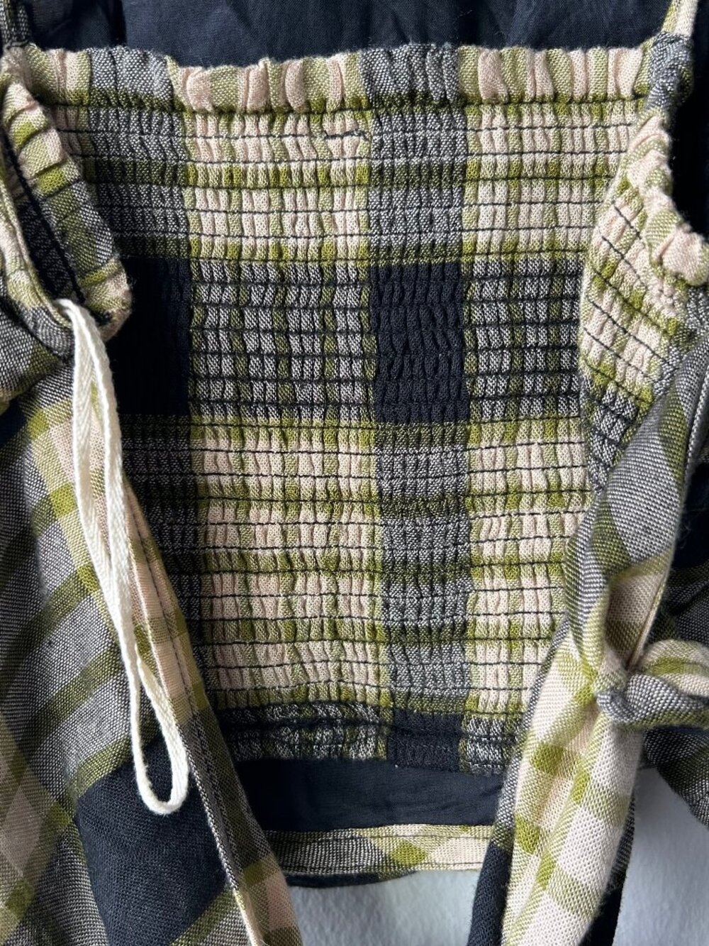 Free People FP One London Plaid Ruched Tie Front Cami Top XS - Picture 6 of 9